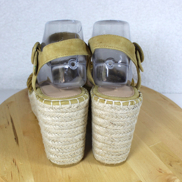 Veronica Beard Wedge Heels Womens 10 Yellow Sandal Boho Chic Comfort Designer - Picture 4 of 12